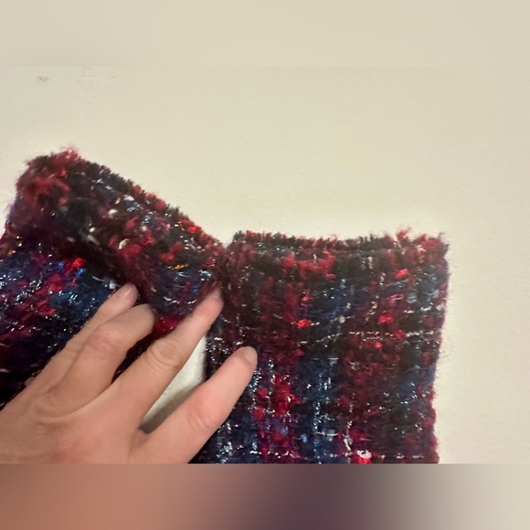 Talbots tweed red blue blazer with metallic detail gold buttons sz 10 gorgeous! - Picture 8 of 12